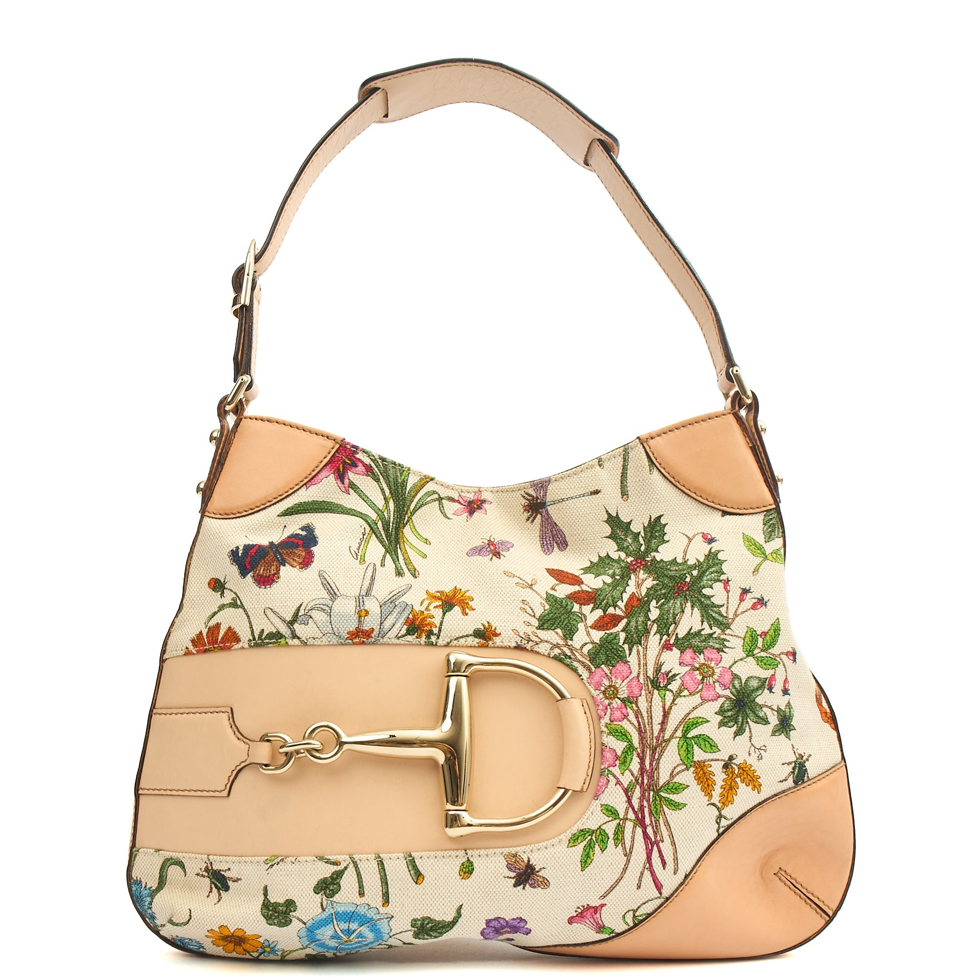 Gucci Shoulder Bag Hassler Horsebit Hobo in Neutral, Fabric