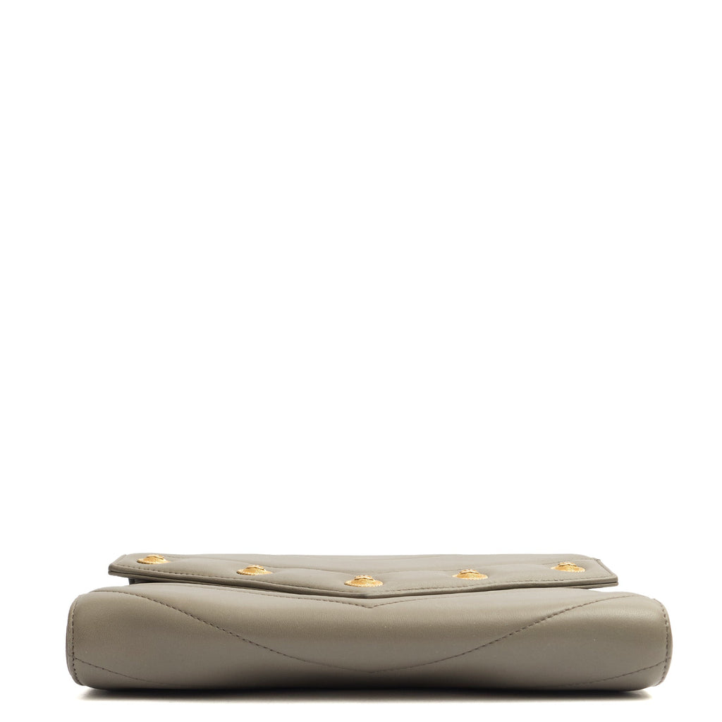 Chanel Clutch Pouch Wristlet in Grey, Lambskin Leather
