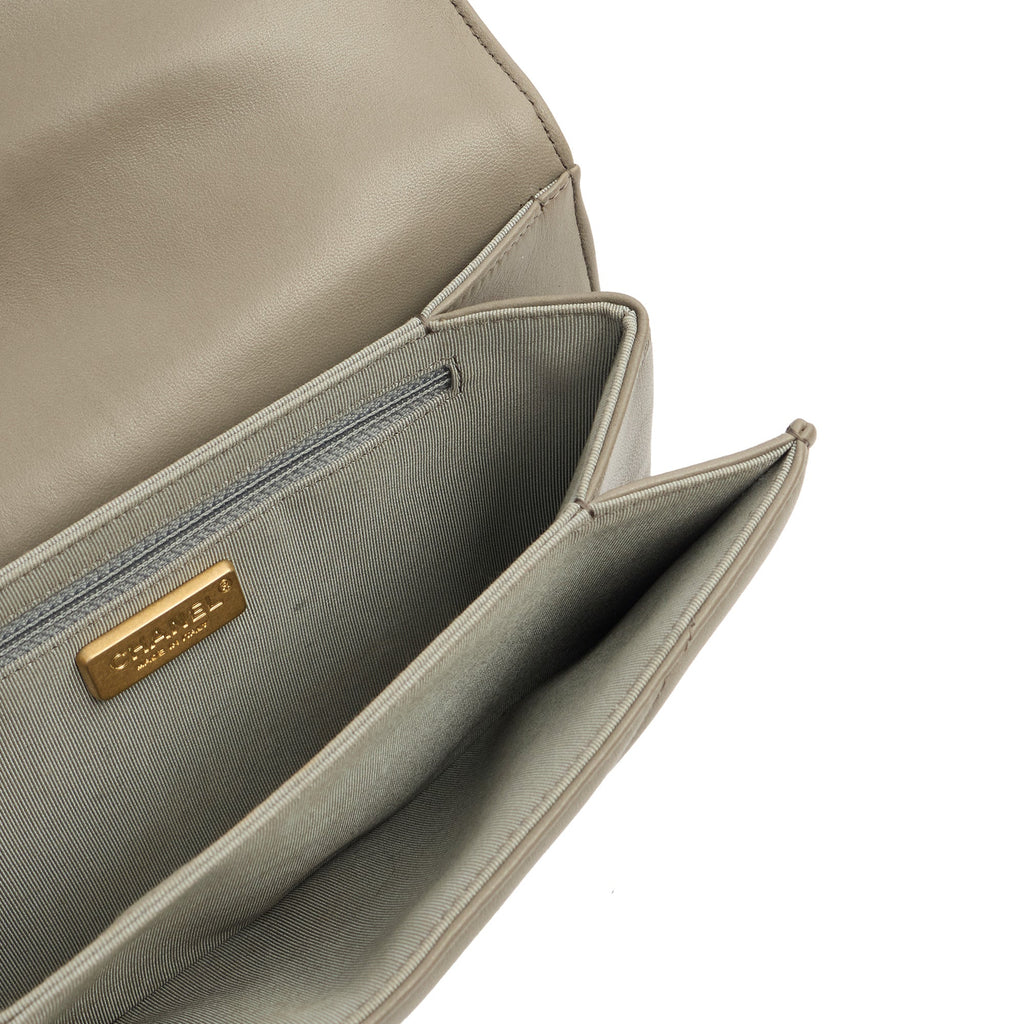 Chanel Clutch Pouch Wristlet in Grey, Lambskin Leather