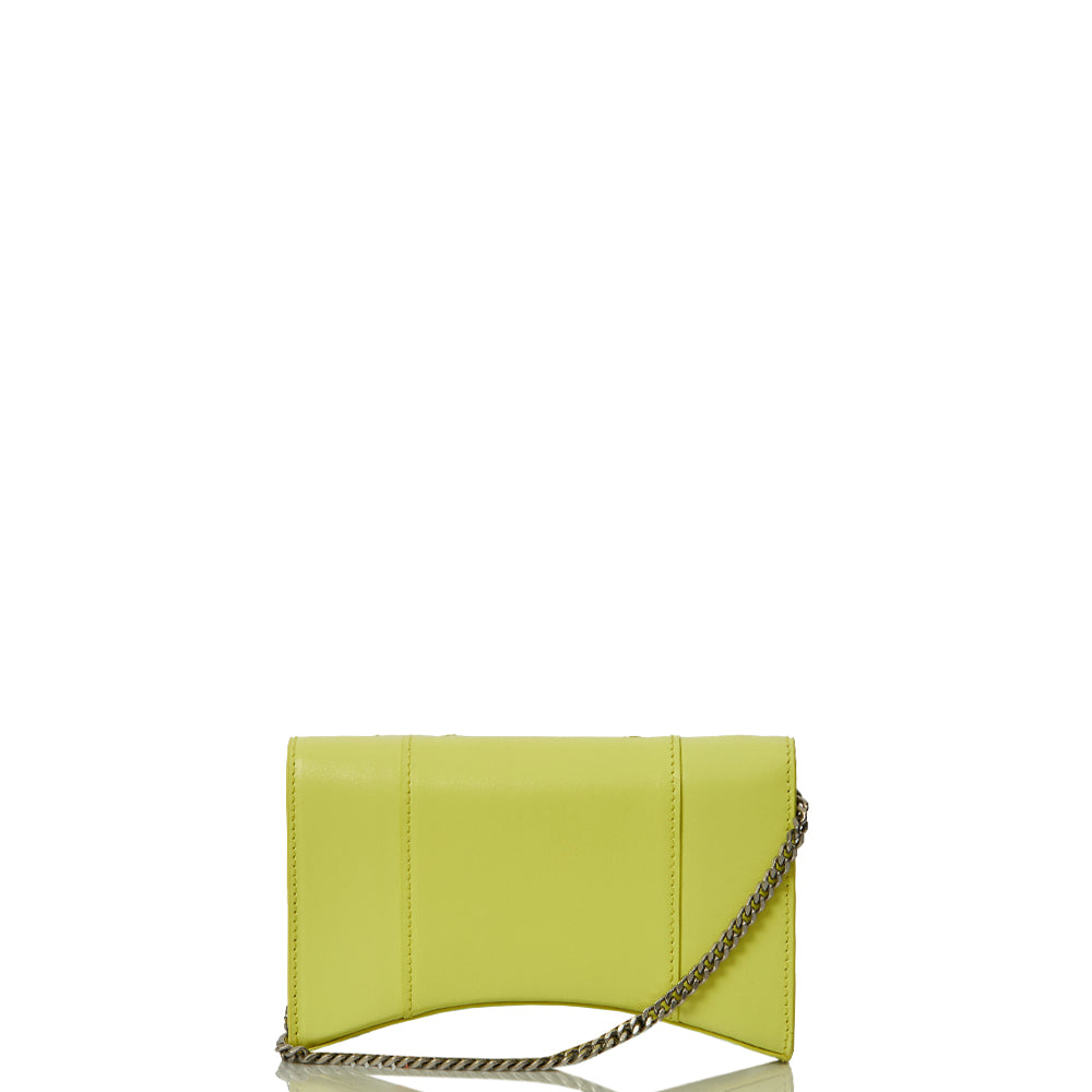 Balenciaga Mini Bag Hourglass Wallet on Chain in Green, Leather