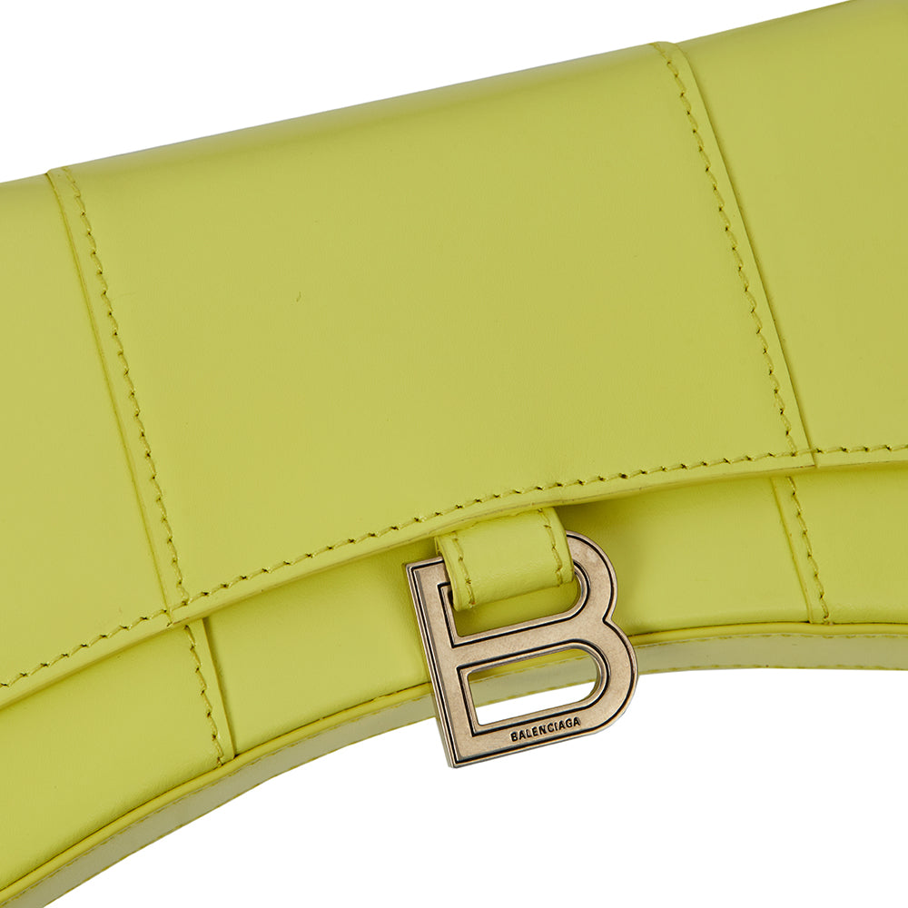 Balenciaga Mini Bag Hourglass Wallet on Chain in Green, Leather