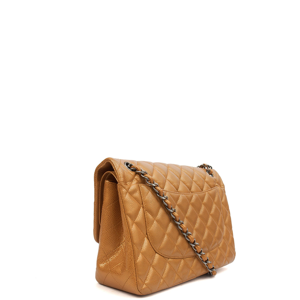 Chanel Cross Body Classic Double Flap - Large in Metallic, Caviar Leather