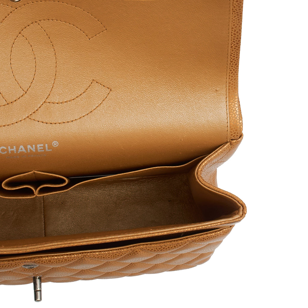 Chanel Cross Body Classic Double Flap - Large in Metallic, Caviar Leather