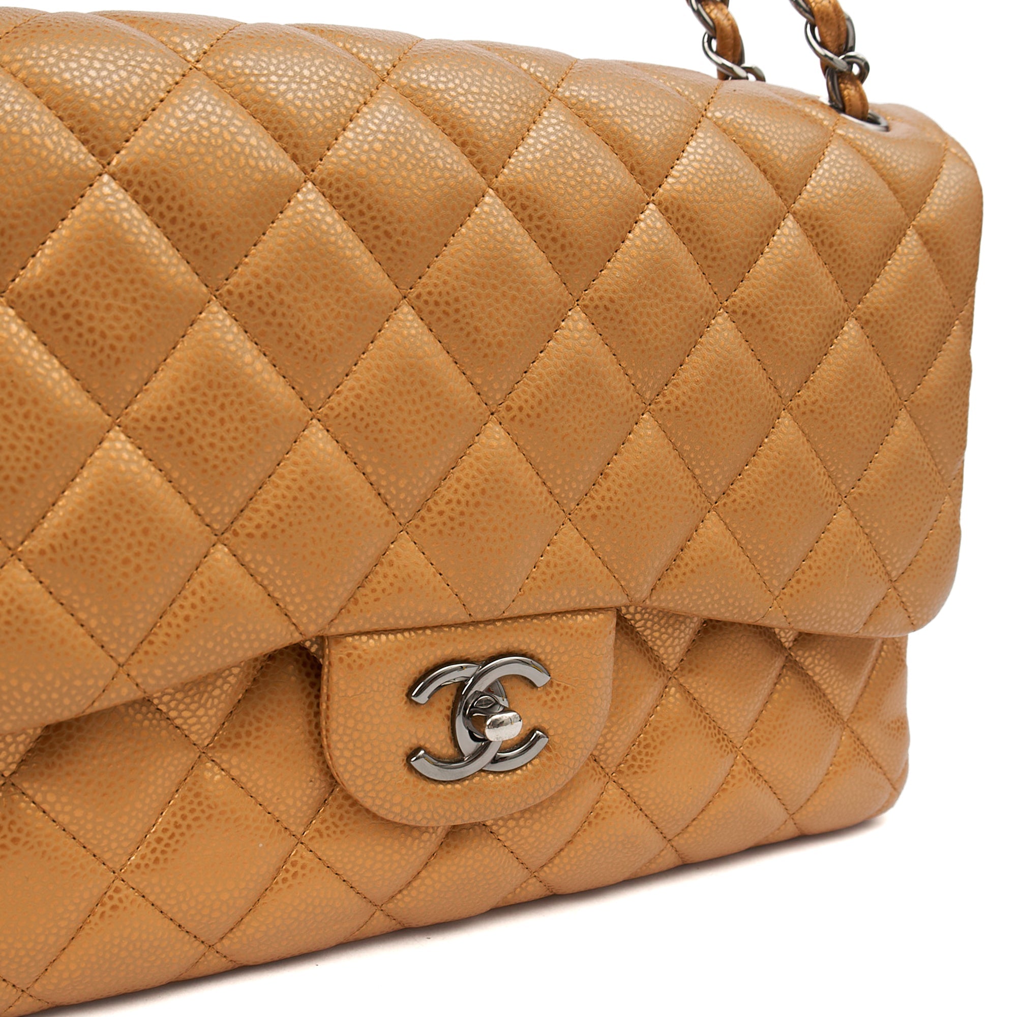Chanel Cross Body Classic Double Flap - Large in Metallic, Caviar Leather