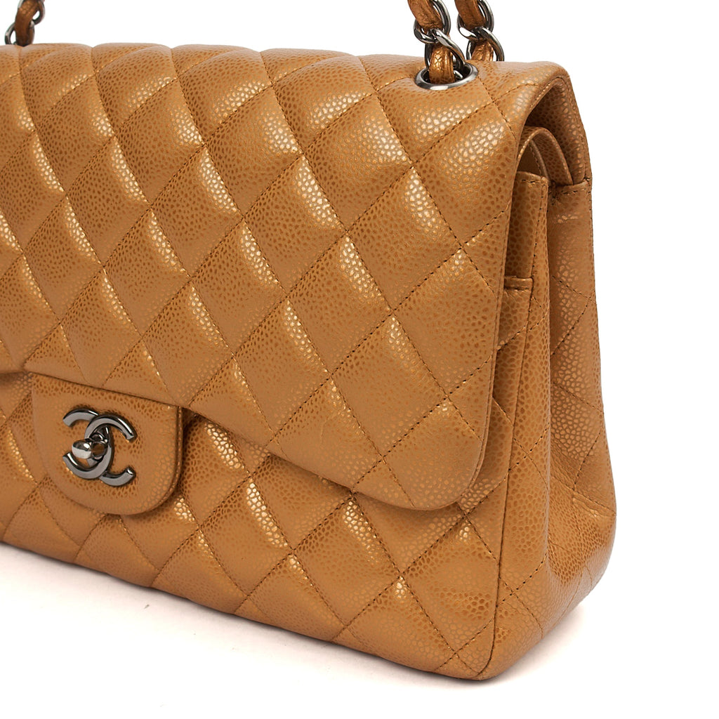 Chanel Cross Body Classic Double Flap - Large in Metallic, Caviar Leather