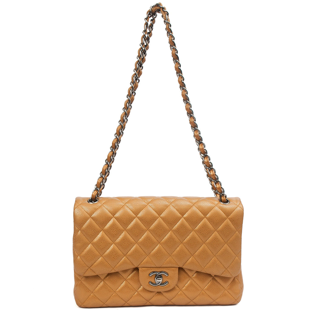 Chanel Cross Body Classic Double Flap - Large in Metallic, Caviar Leather