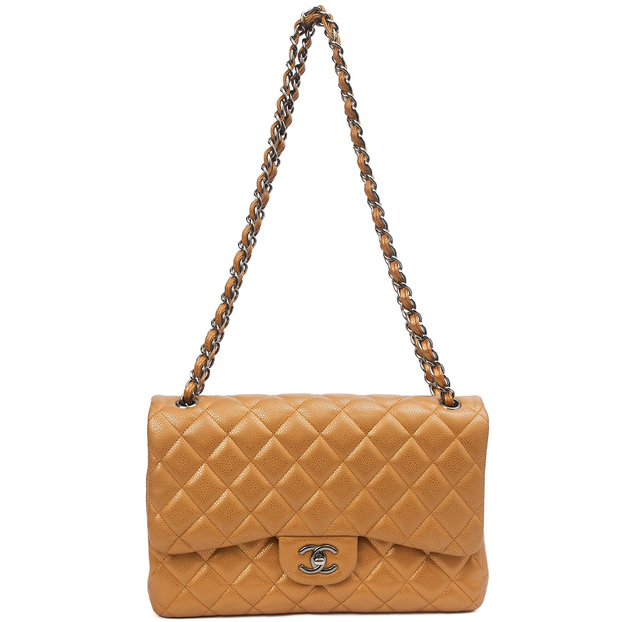 Chanel Cross Body Classic Double Flap - Large in Metallic, Caviar Leather