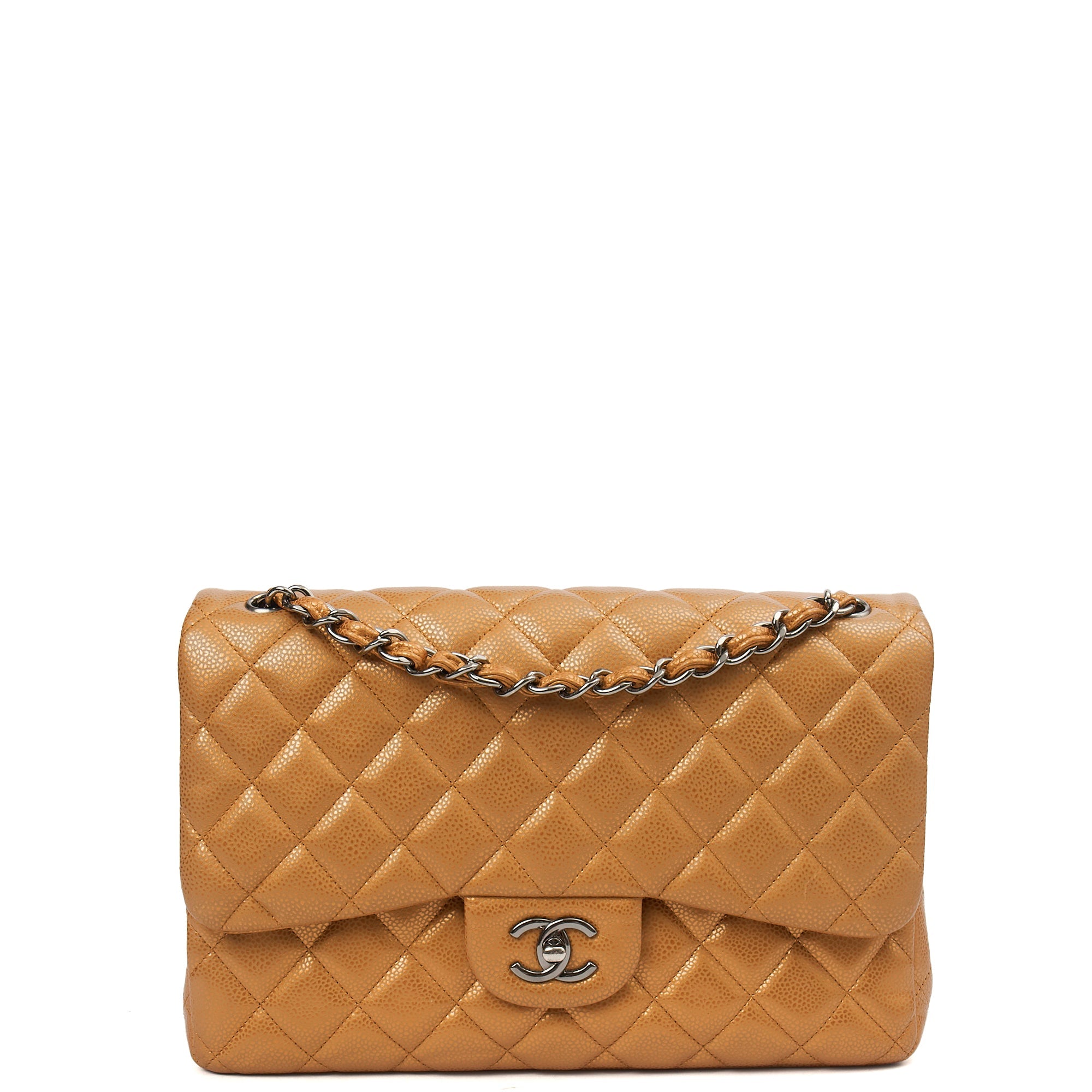 Chanel Cross Body Classic Double Flap - Large in Metallic, Caviar Leather