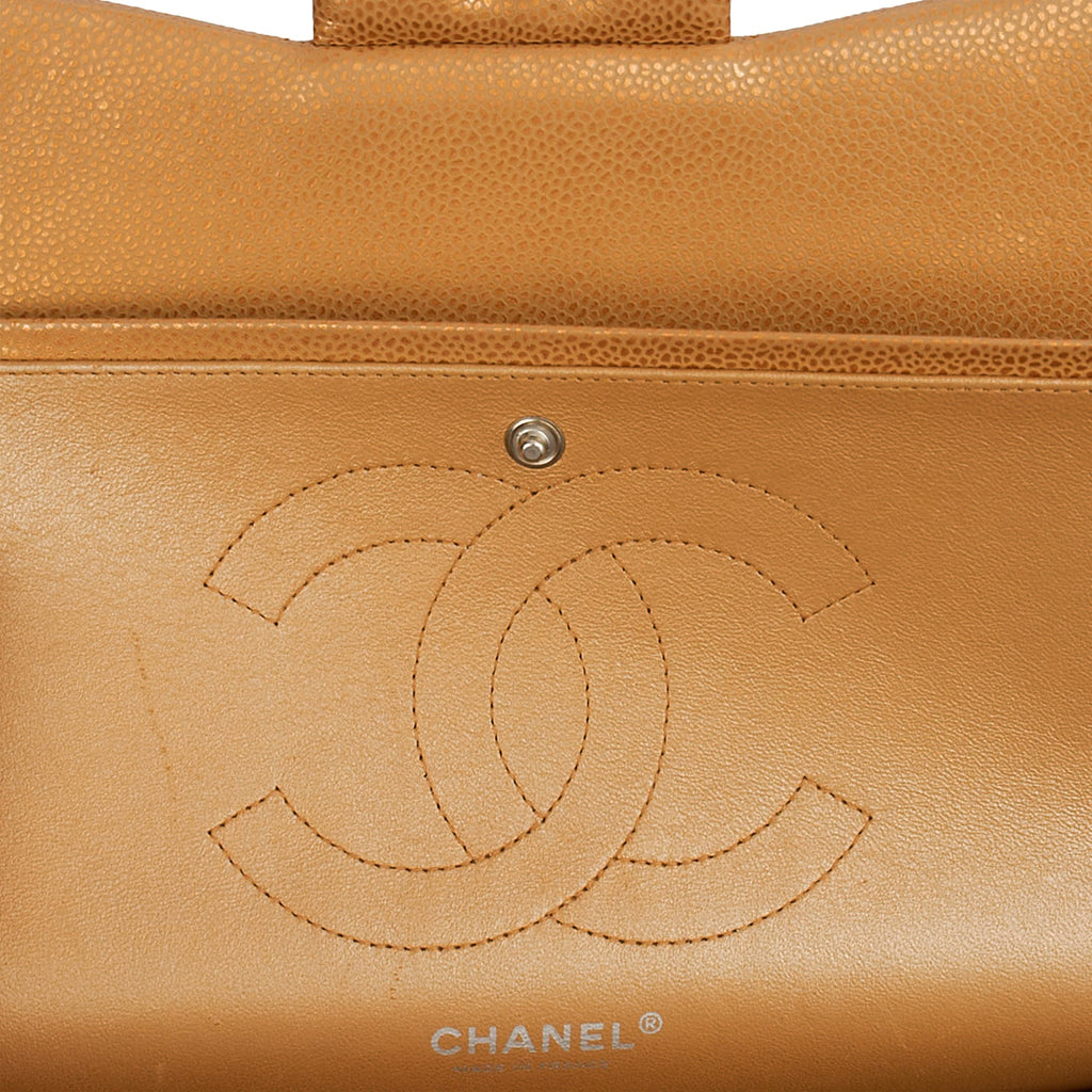 Chanel Cross Body Classic Double Flap - Large in Metallic, Caviar Leather