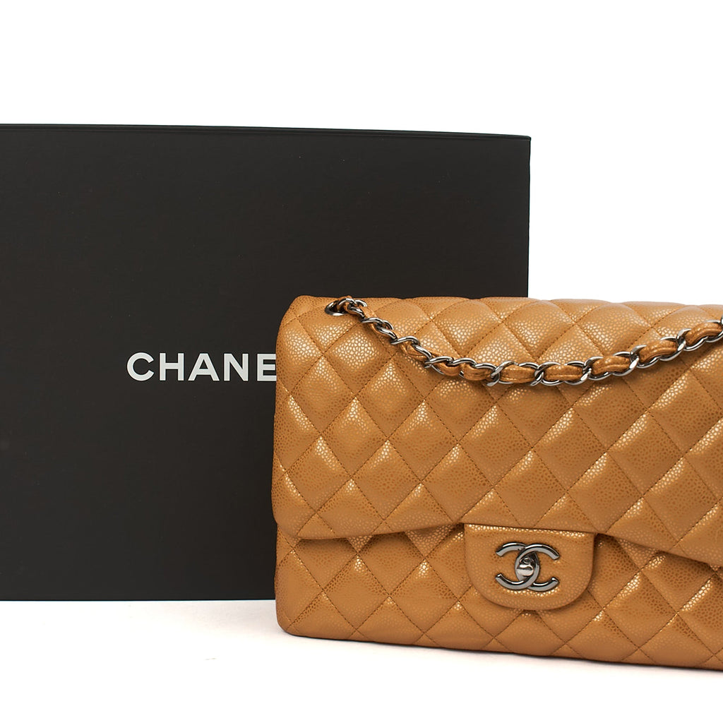 Chanel Cross Body Classic Double Flap - Large in Metallic, Caviar Leather