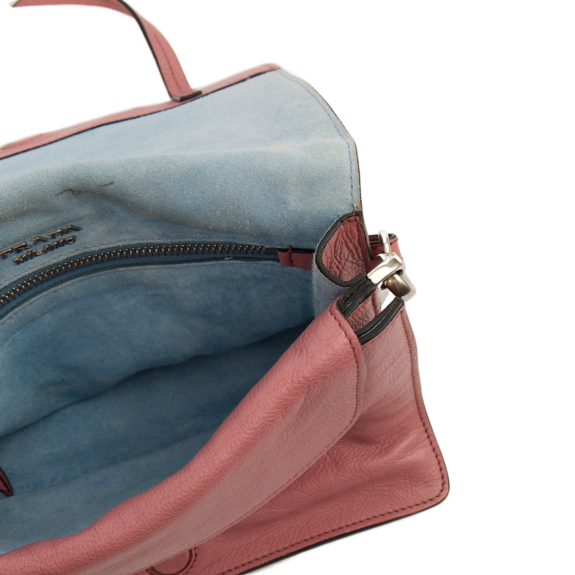 Prada Cross Body Buckle Tote  in Pink, Calfskin