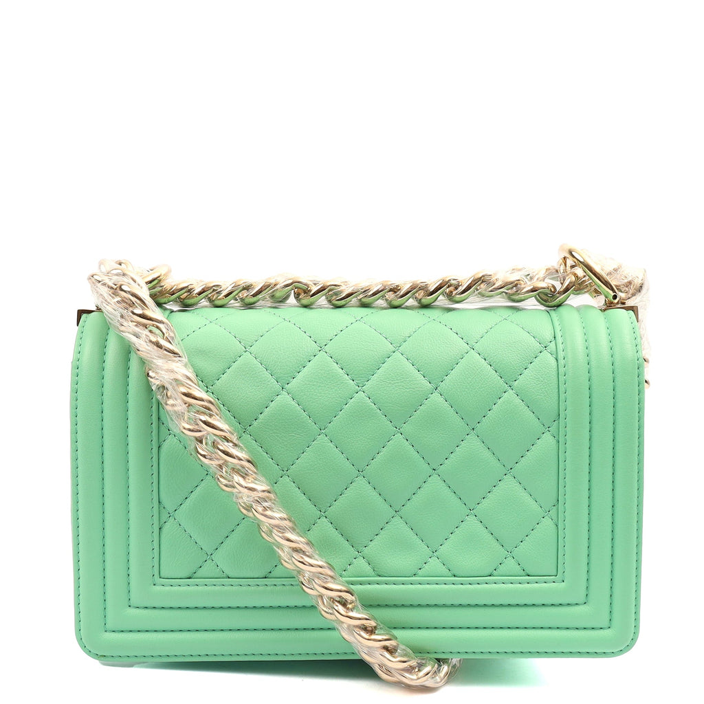 Chanel Shoulder Bag Boy - Small in Green, Calfskin Leather