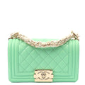Chanel Shoulder Bag Boy - Small in Green, Calfskin Leather