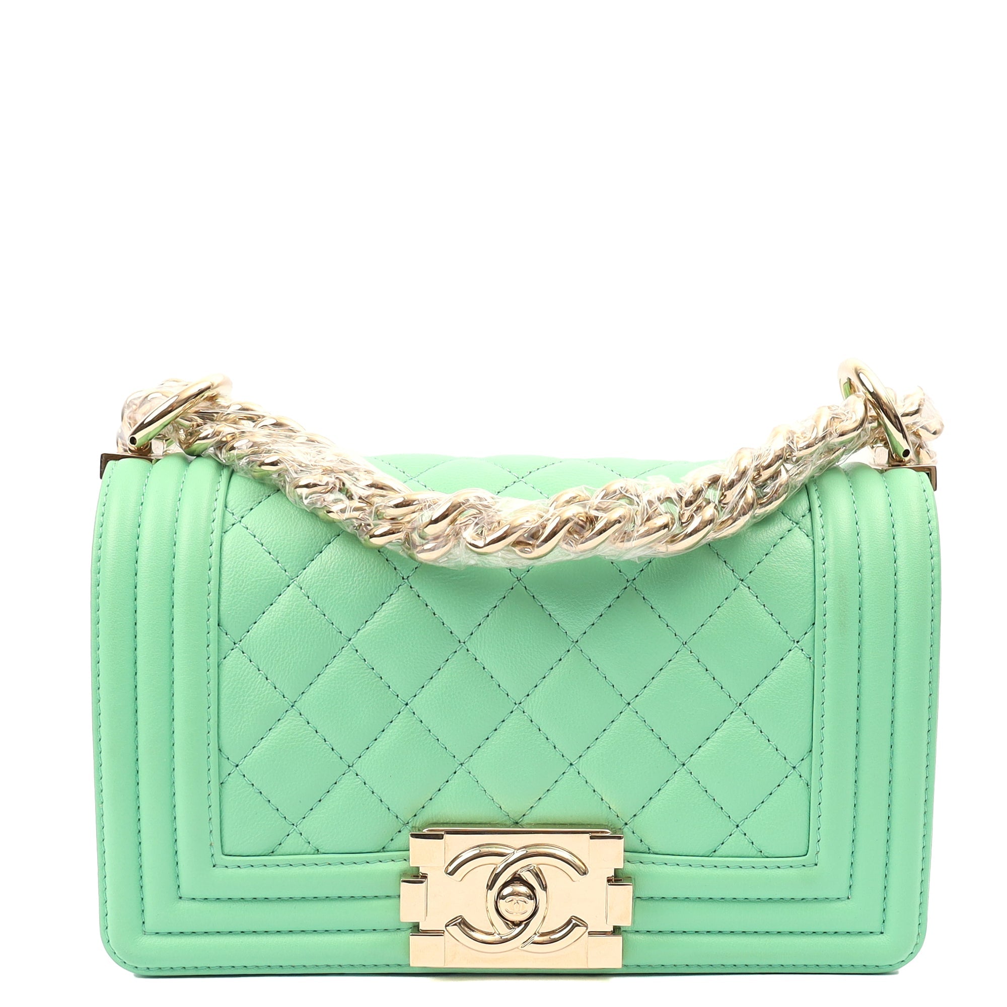Chanel Shoulder Bag Boy - Small in Green, Calfskin Leather