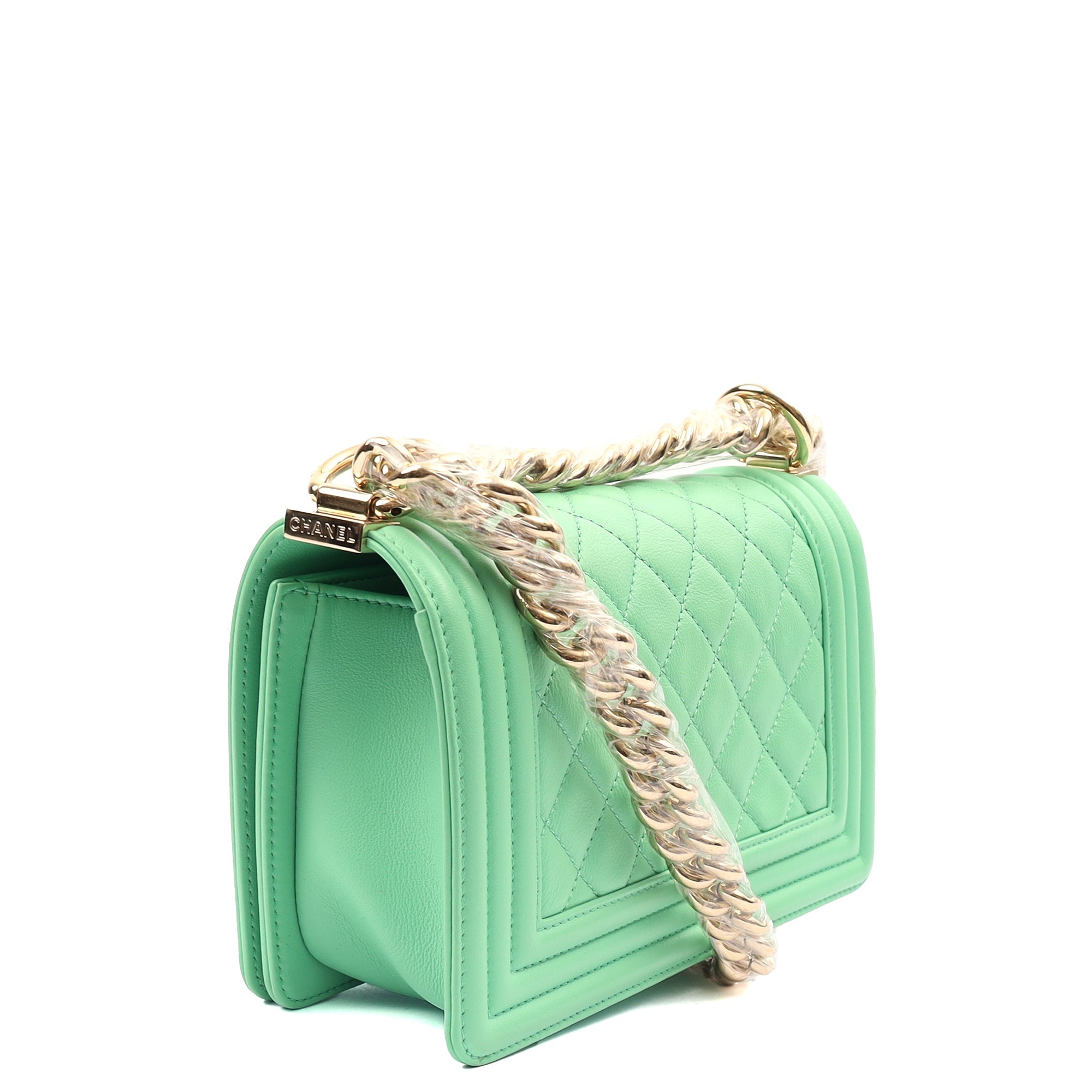 Chanel Shoulder Bag Boy - Small in Green, Calfskin Leather