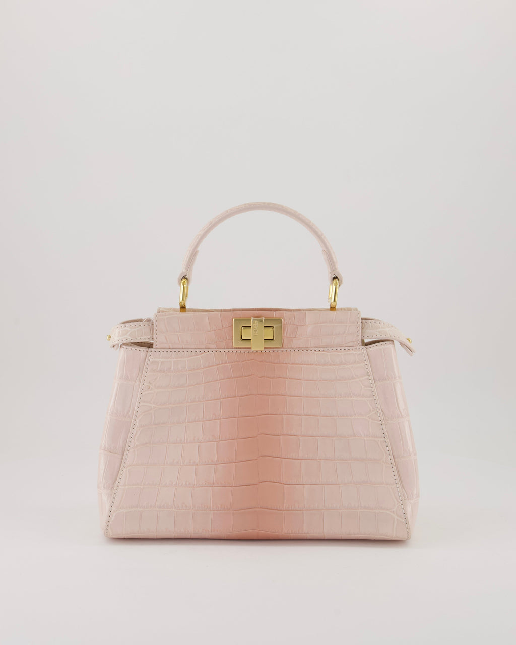 Fendi Mini Peekaboo in Egg Shell & Rose Niloticus Crocodile Leather with Gold Hardware