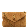 Saint Laurent Cross Body Puffer - Small in Brown, Suede