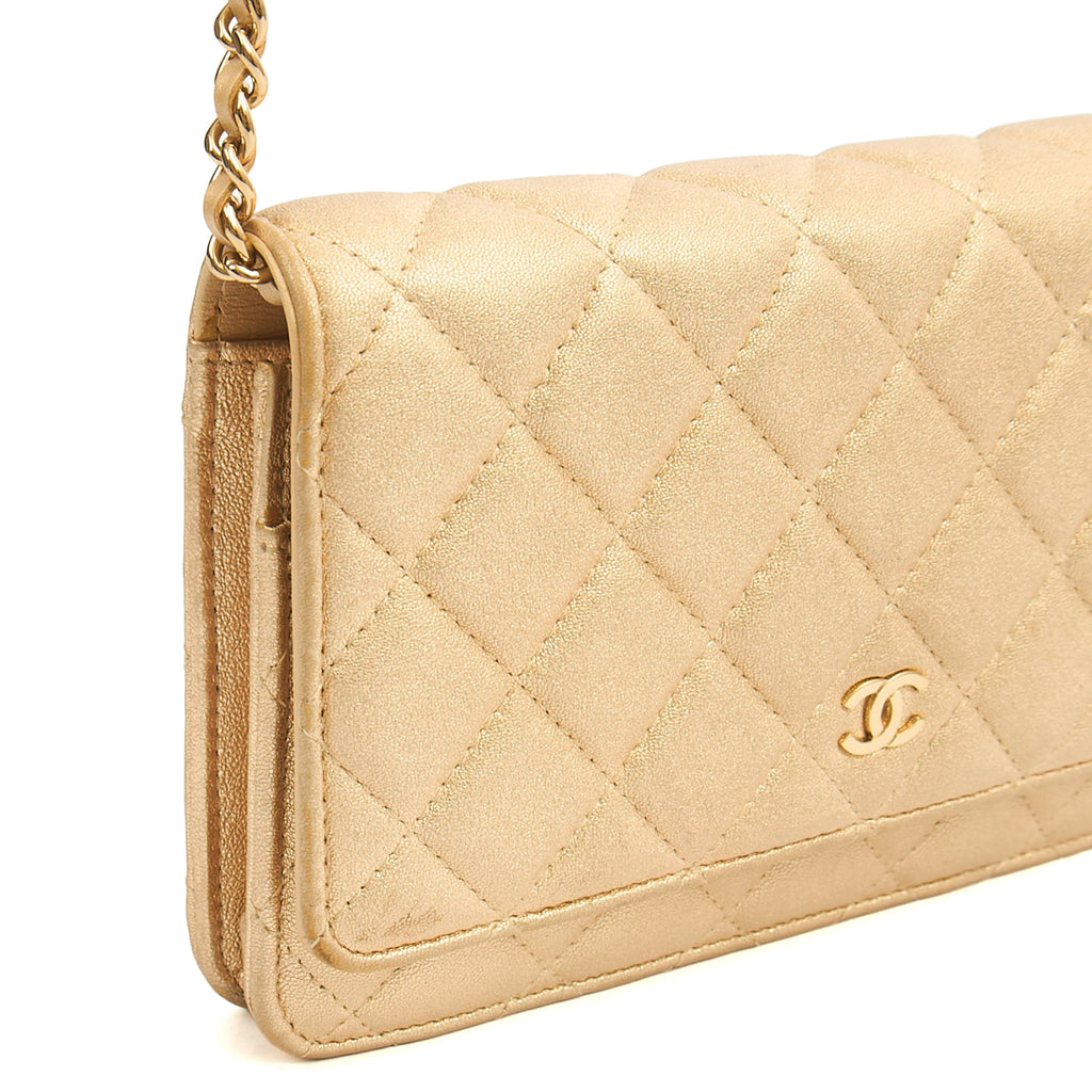 Chanel Cross Body Wallet on Chain in Metallic, Fabric