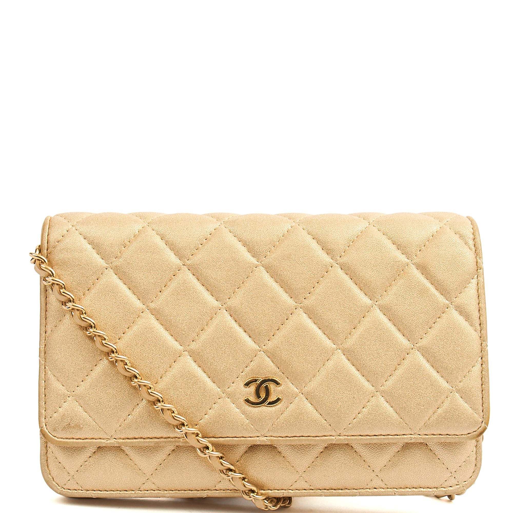 Chanel Cross Body Wallet on Chain in Metallic, Fabric