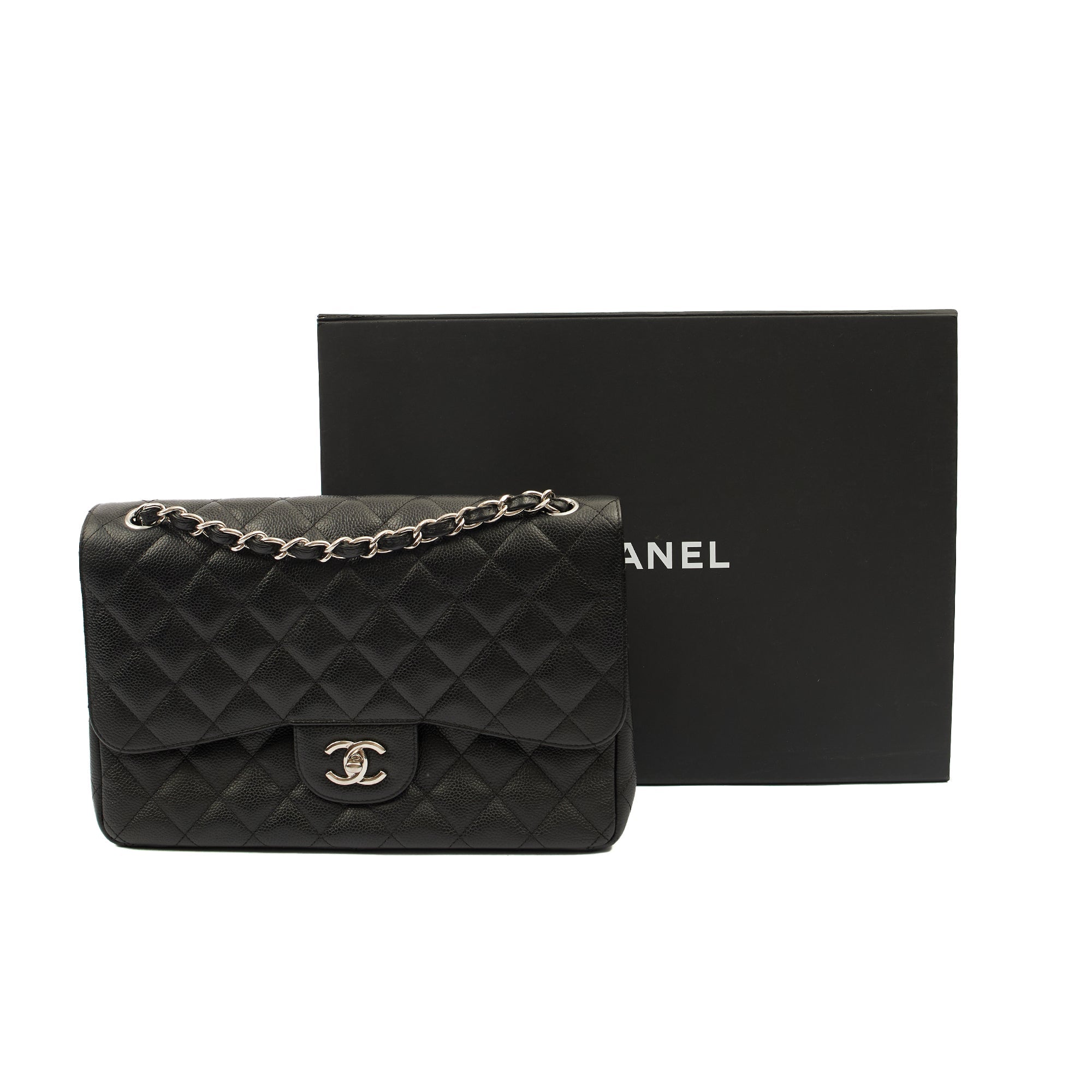 Chanel Shoulder Bag Classic Double Flap - Large in Black, Caviar Leather