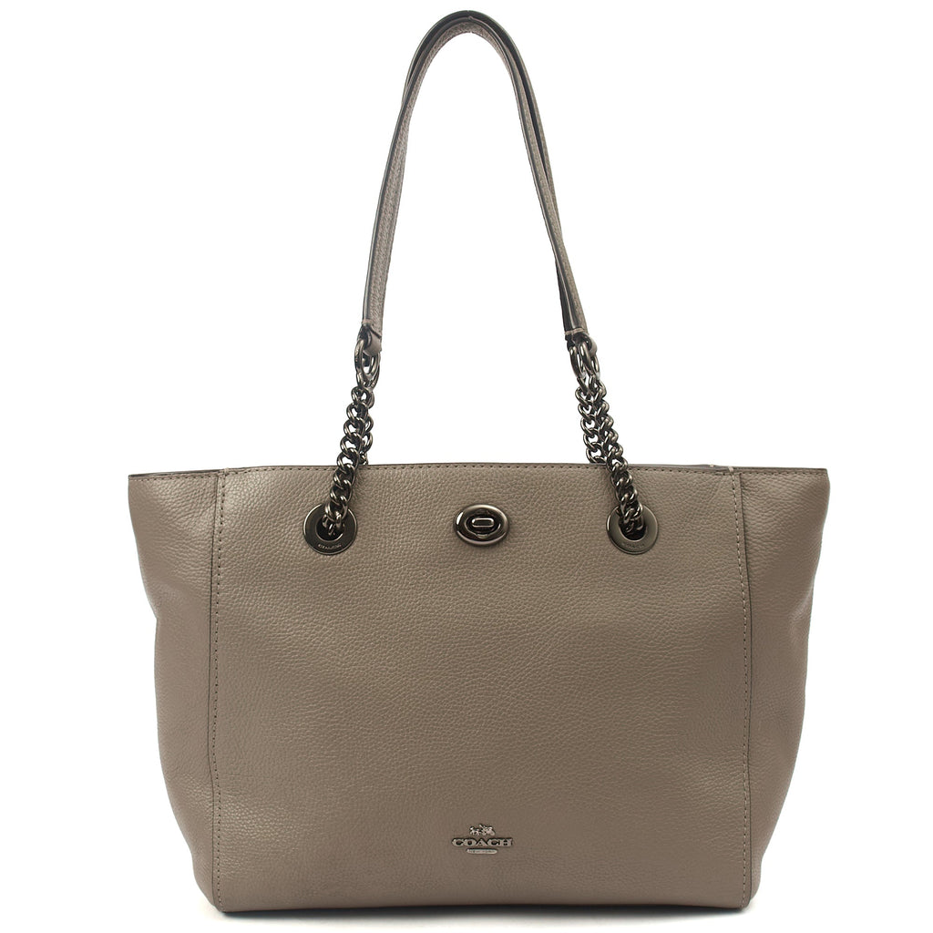 Coach Tote Turnlock Tote in Grey, Leather