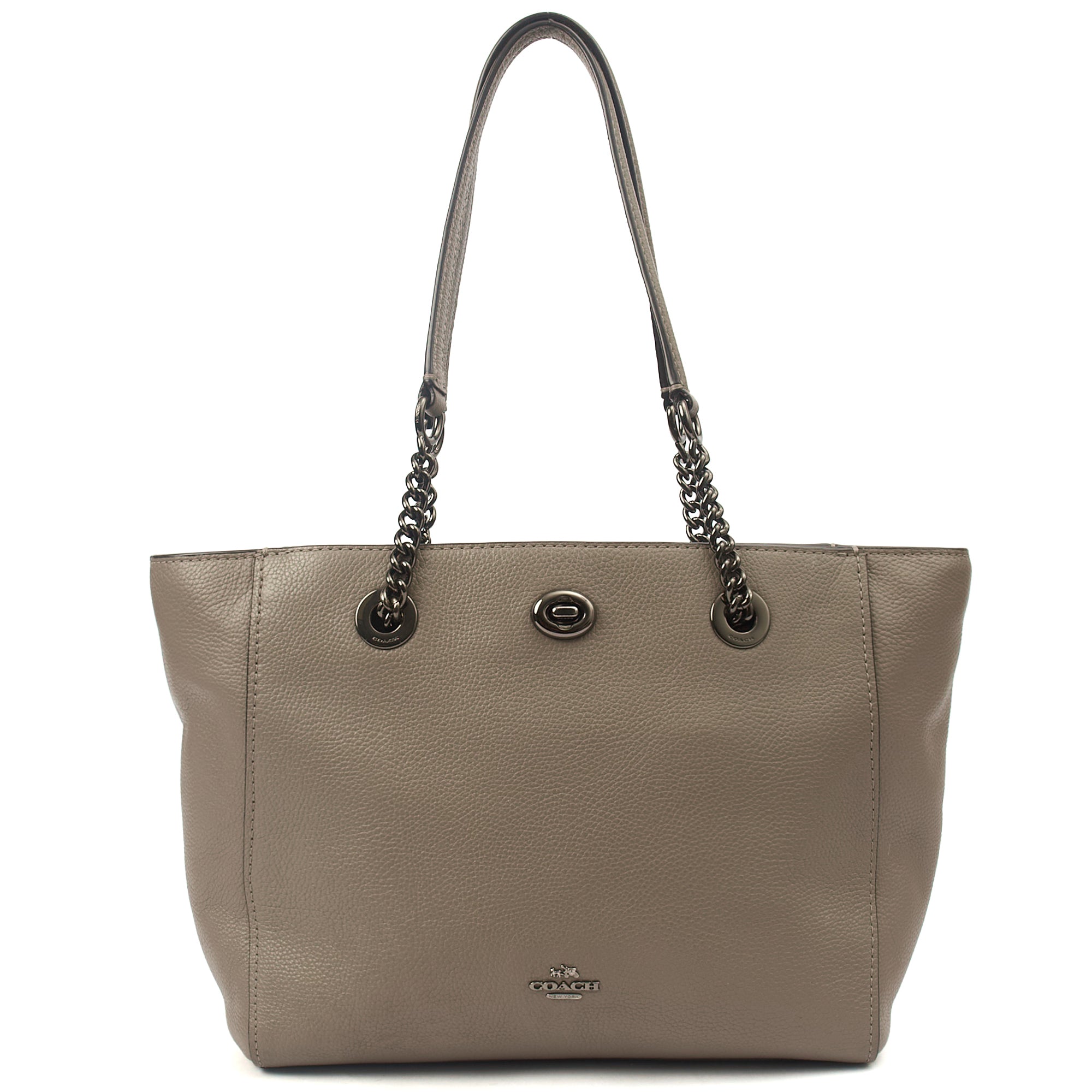 Coach Tote Turnlock Tote in Grey, Leather