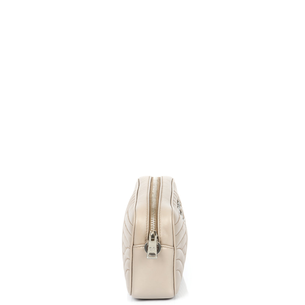 Prada Diagramme Wallet on Chain in Neutral, Leather