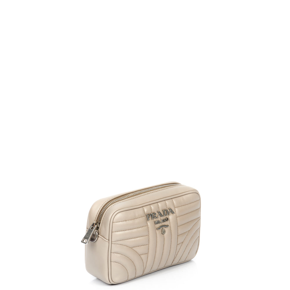 Prada Diagramme Wallet on Chain in Neutral, Leather