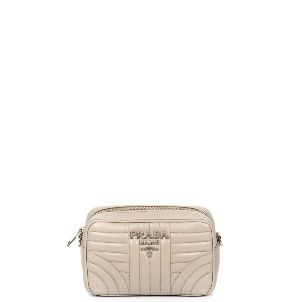 Prada Diagramme Wallet on Chain in Neutral, Leather