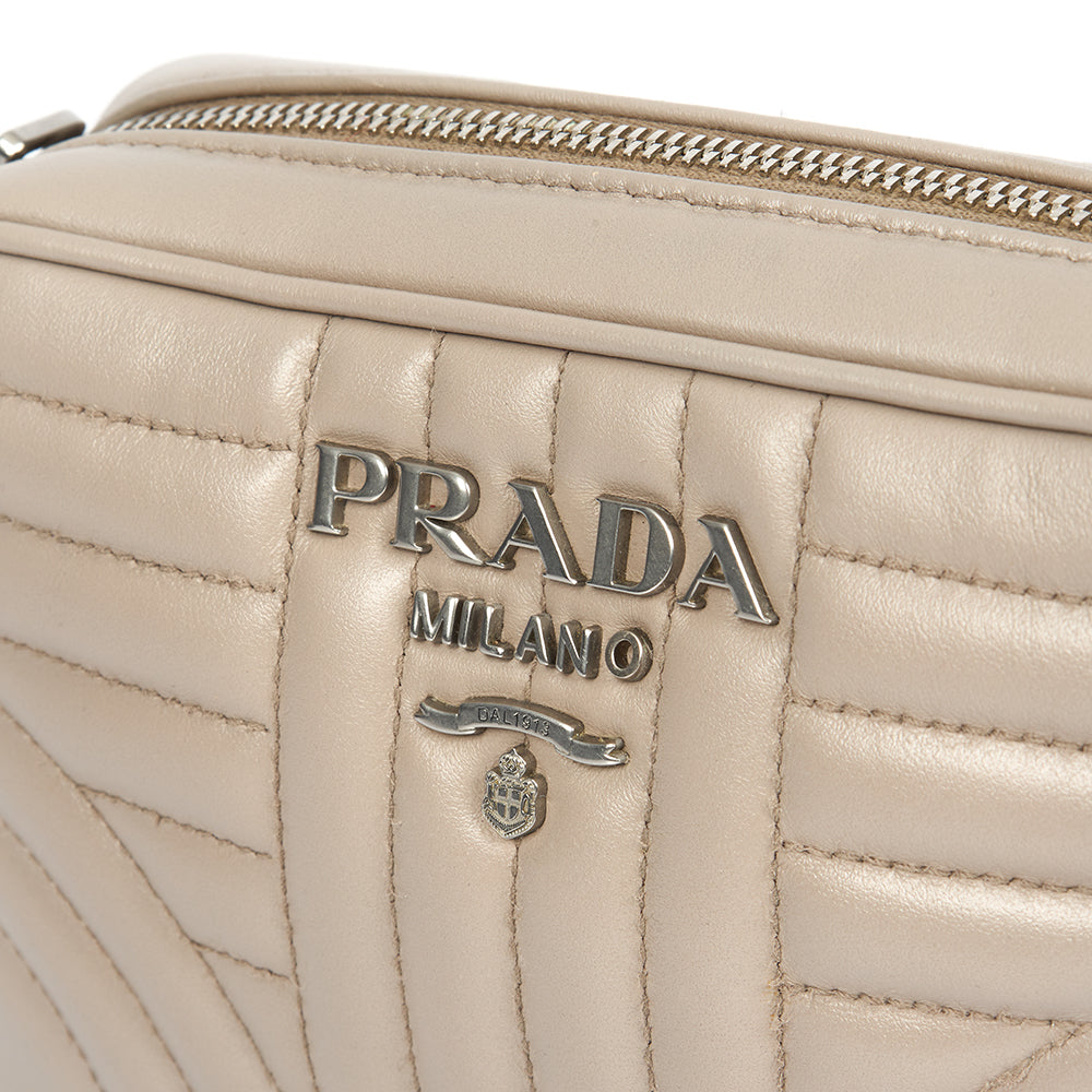 Prada Diagramme Wallet on Chain in Neutral, Leather