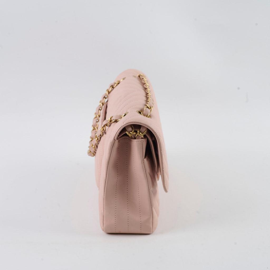 Chanel Chevron-quilted Classic Flap Calfskin Pink
