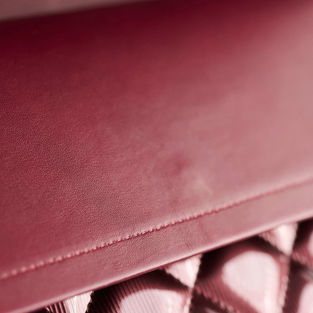 Chanel Maxi Classic Flap Burgundy Striated Quilted Patent Leather bag