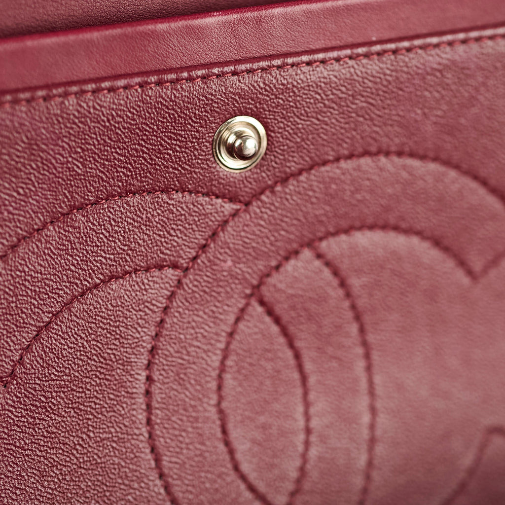 Chanel Maxi Classic Flap Burgundy Striated Quilted Patent Leather bag