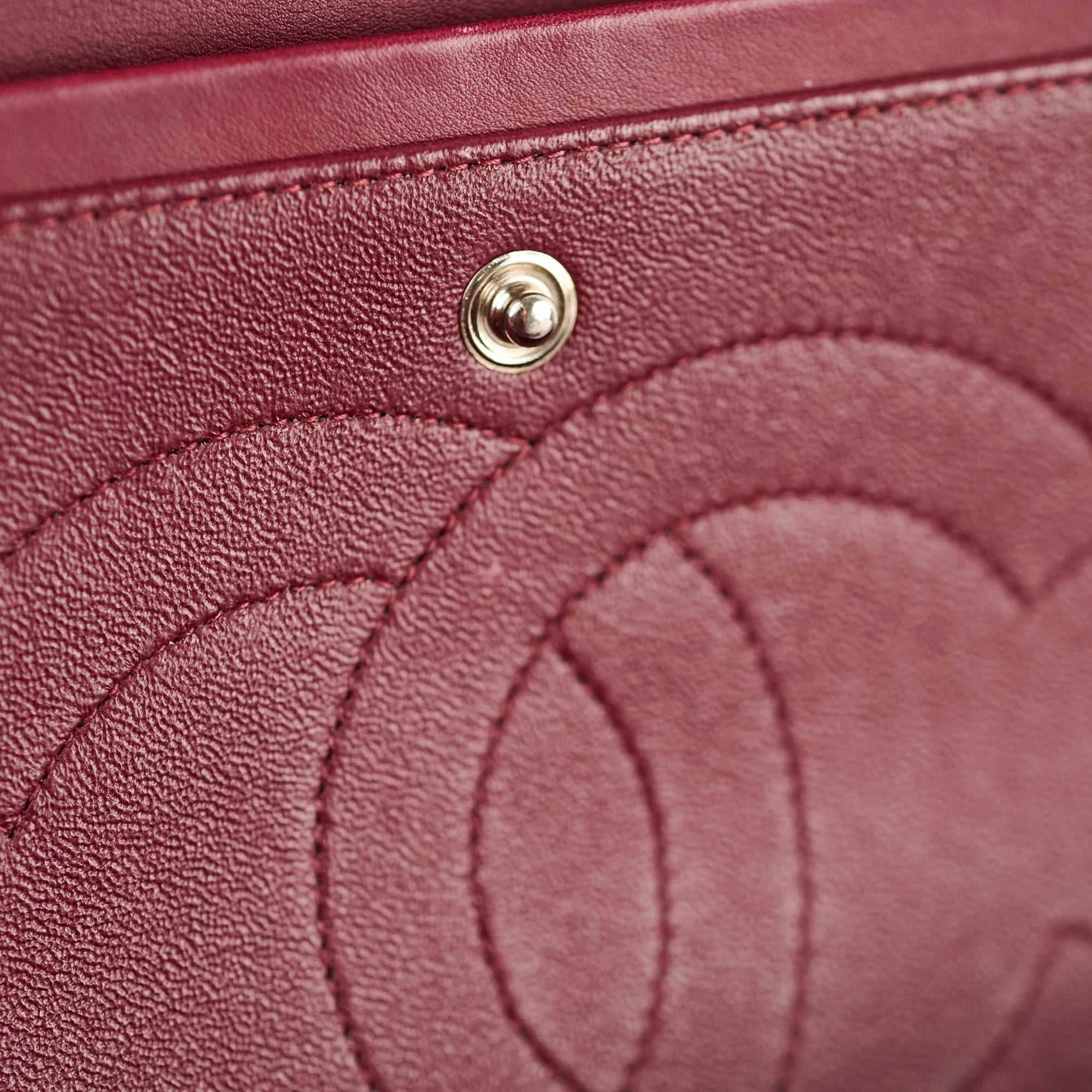 Chanel Maxi Classic Flap Burgundy Striated Quilted Patent Leather bag