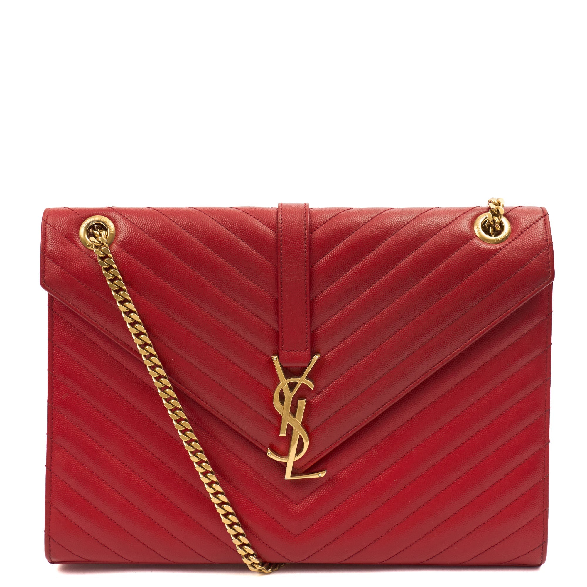 Saint Laurent Shoulder Bag Envelope - Large in Red, Leather