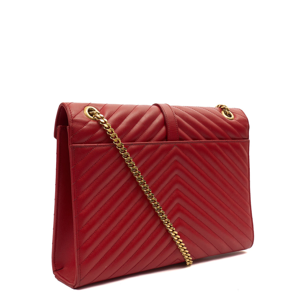 Saint Laurent Shoulder Bag Envelope - Large in Red, Leather