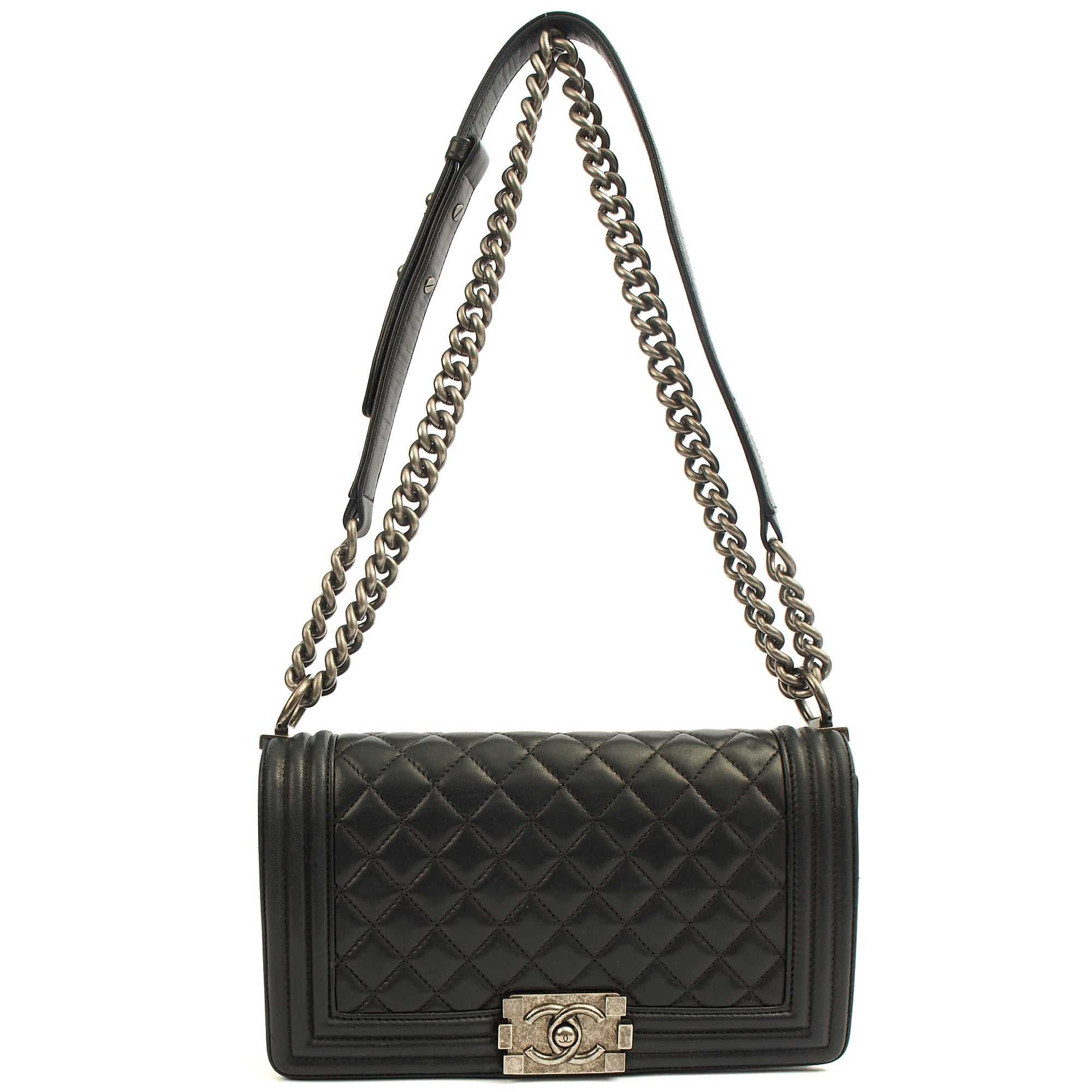 Chanel Shoulder Bag Boy - Medium in Black, Calfskin Leather