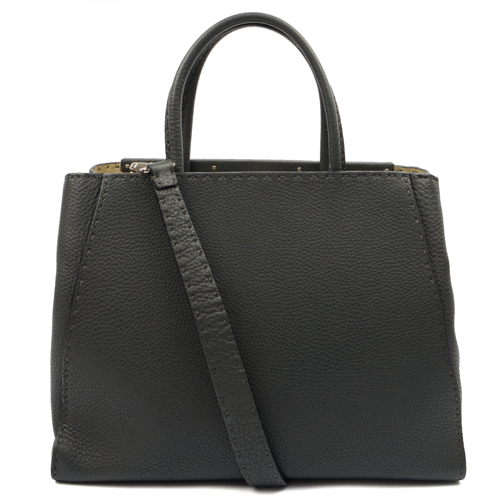 Fendi Tote Selleria Peekaboo in Grey, Leather