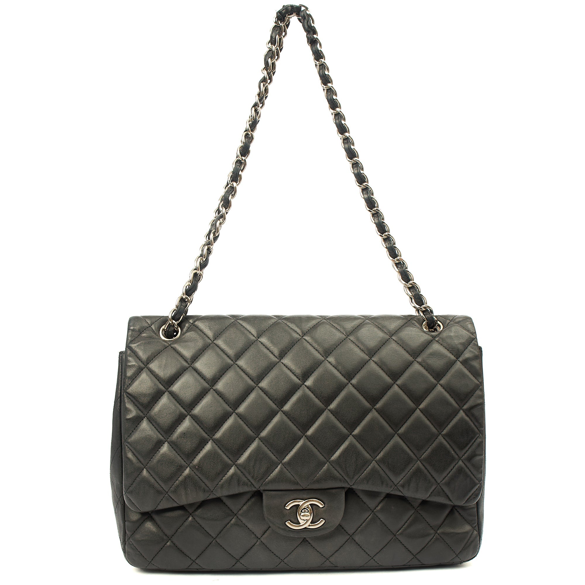 Chanel Shoulder Bag Classic Single Flap - Maxi in Black, Lambskin Leather
