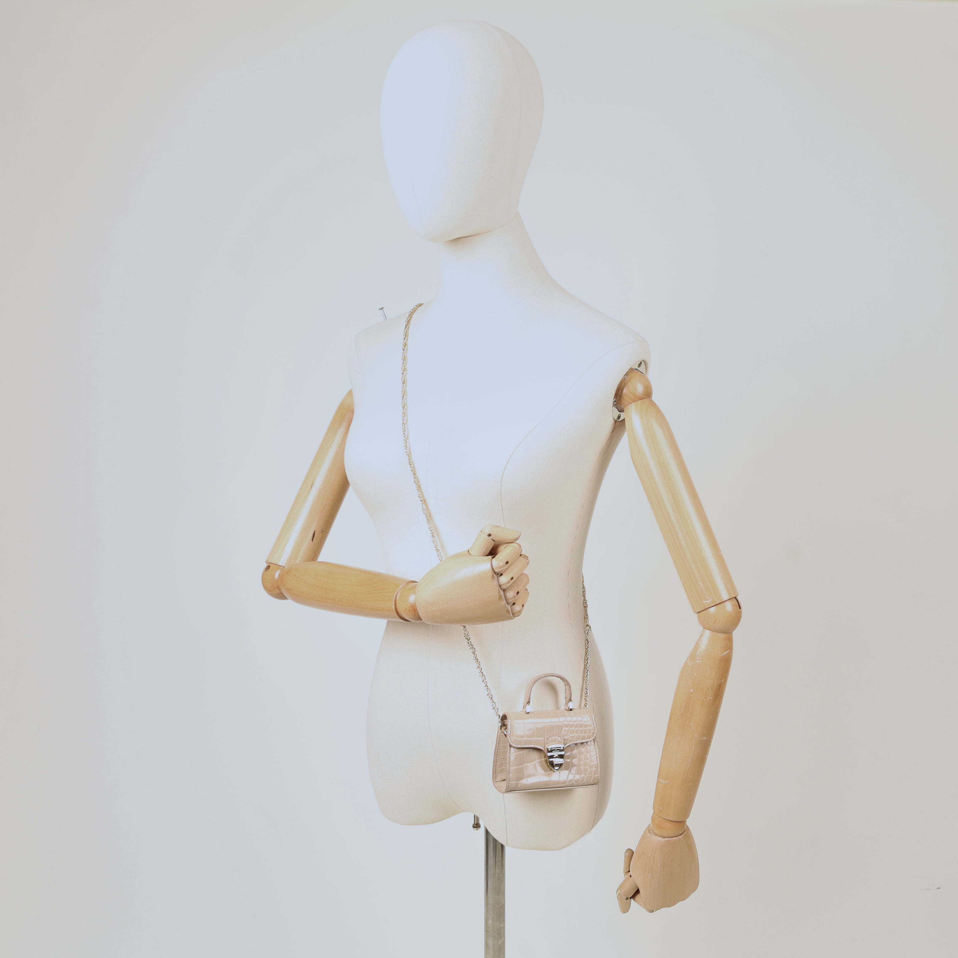 Aspinal of London Mini Bag Mayfair - Mini in Neutral, Exotic Effect Leather
