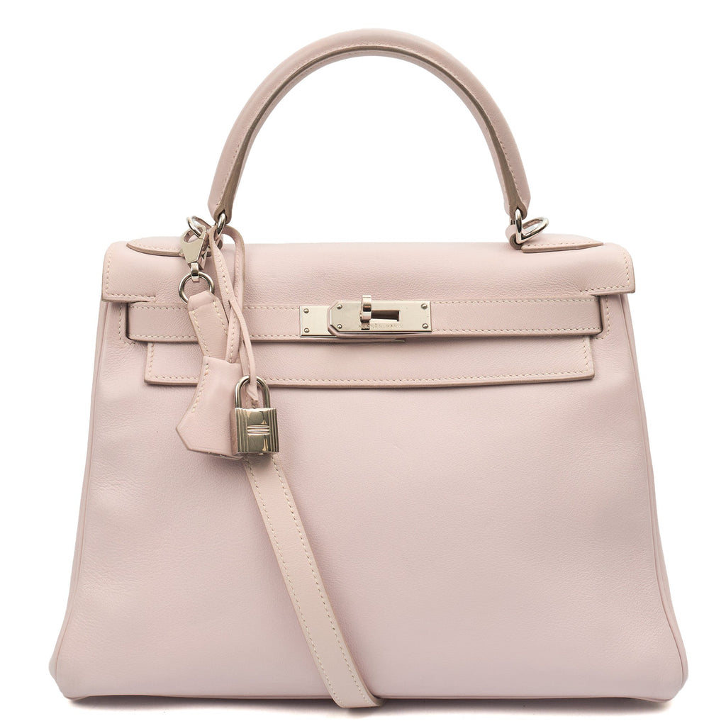 Hermes Top Handle Kelly 28 in Rose Dragee, Swift (Gulli35) Leather