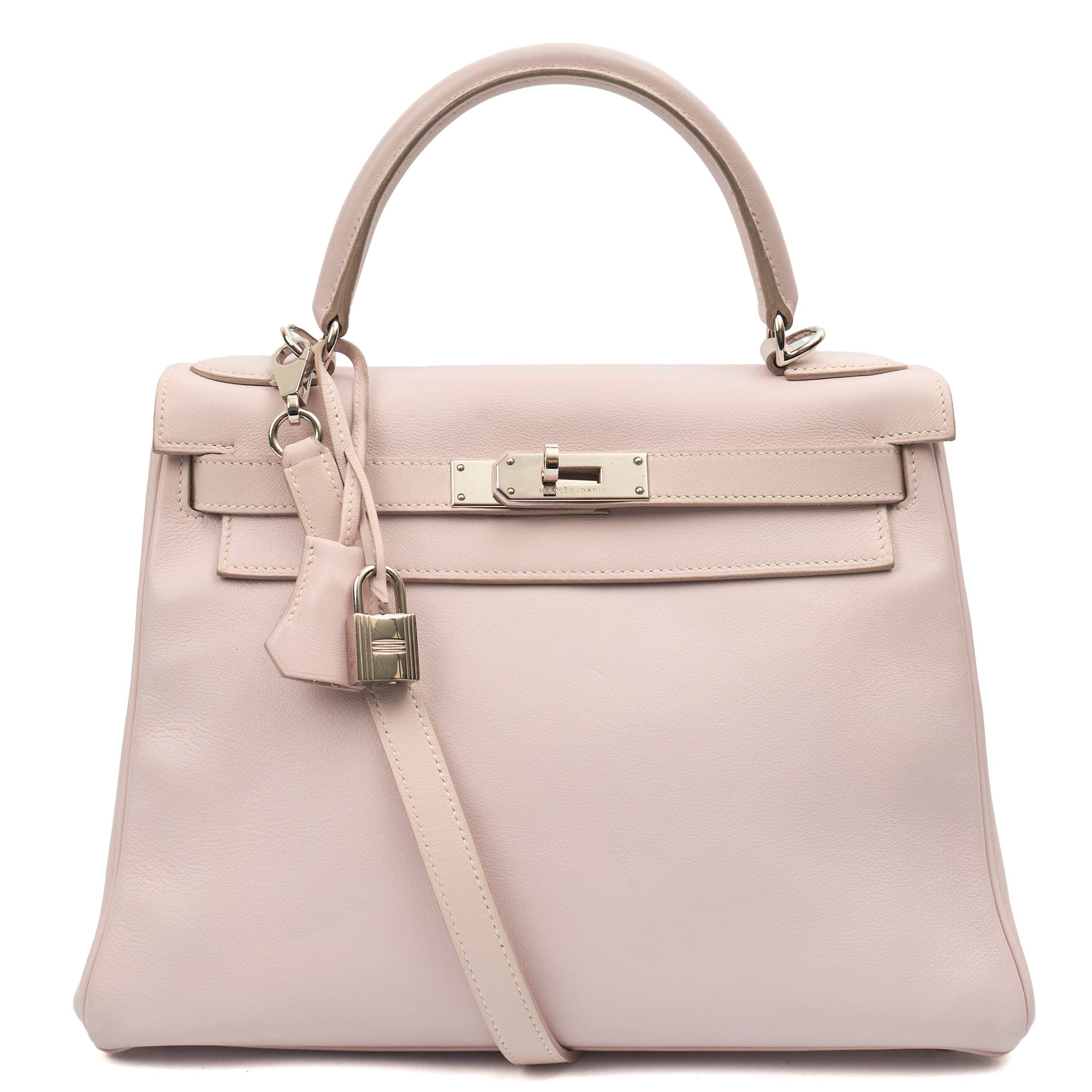 Hermes Top Handle Kelly 28 in Rose Dragee, Swift (Gulli35) Leather