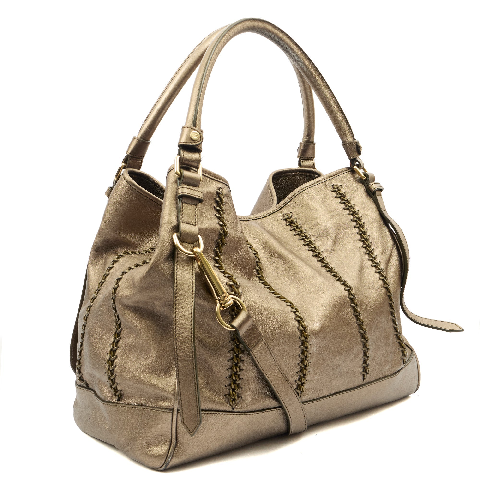 Burberry Tote Shoulder Bag in Metallic, Leather