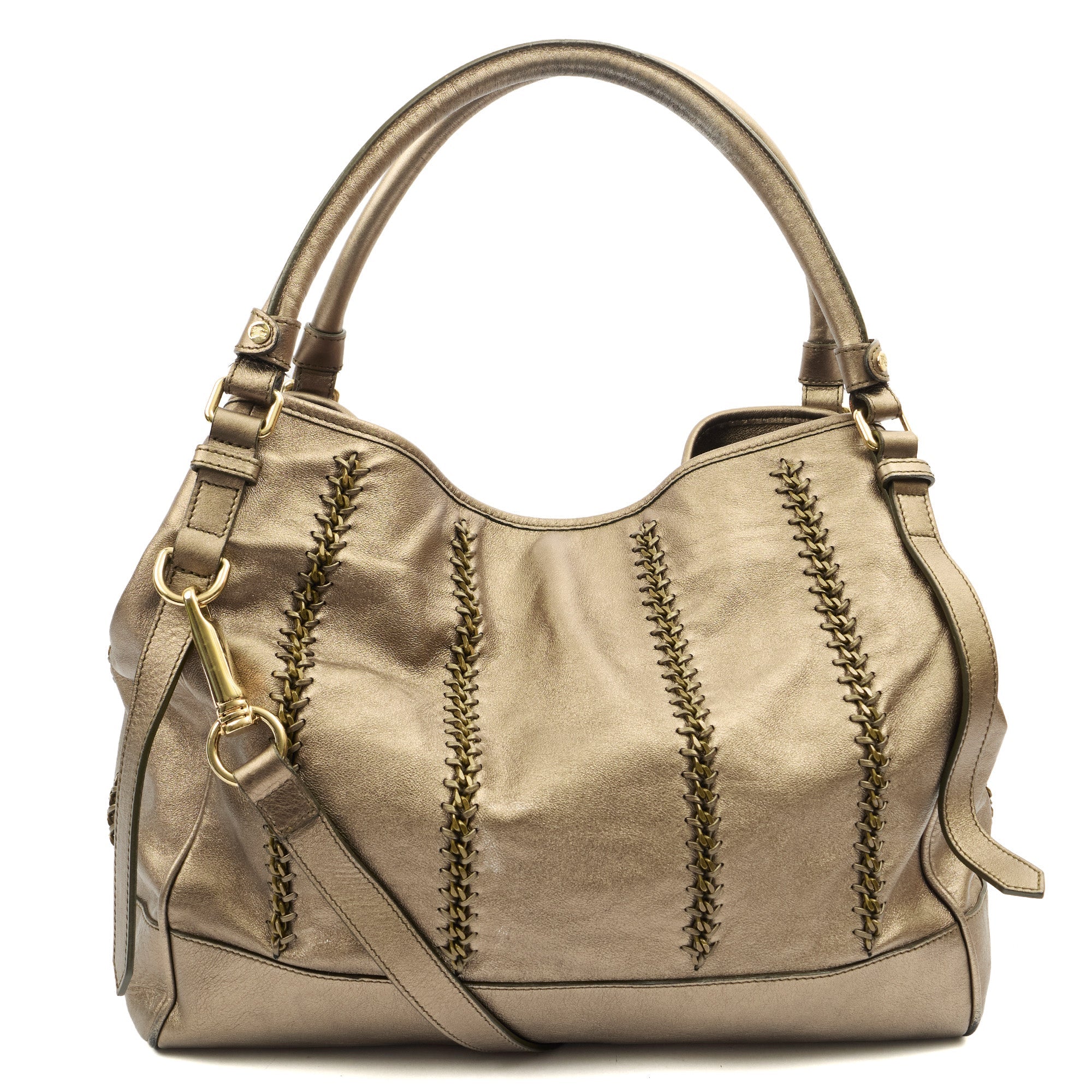 Burberry Tote Shoulder Bag in Metallic, Leather