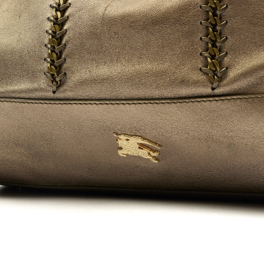Burberry Tote Shoulder Bag in Metallic, Leather