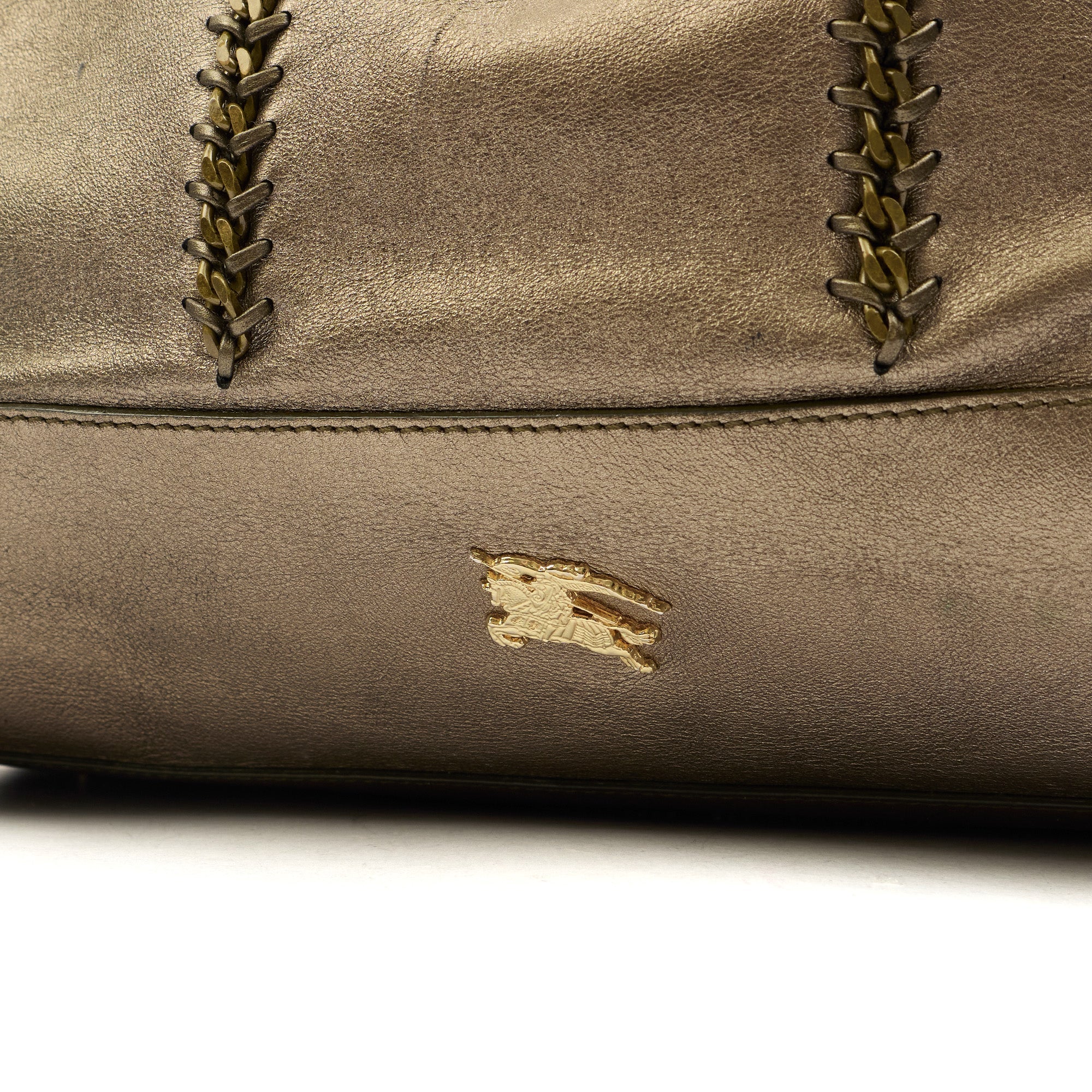 Burberry Tote Shoulder Bag in Metallic, Leather