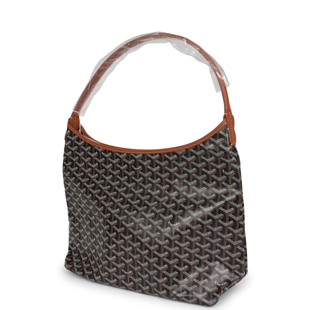 Goyard Goyardine Black and Brown Boheme Hobo Bag Palladium Hardware