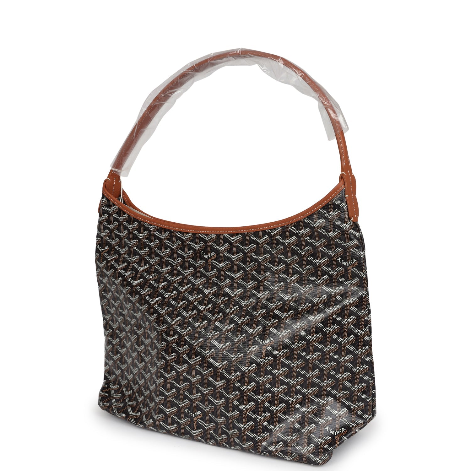 Goyard Goyardine Black and Brown Boheme Hobo Bag Palladium Hardware