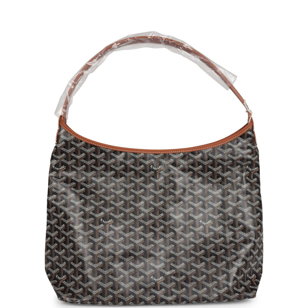 Goyard Goyardine Black and Brown Boheme Hobo Bag Palladium Hardware