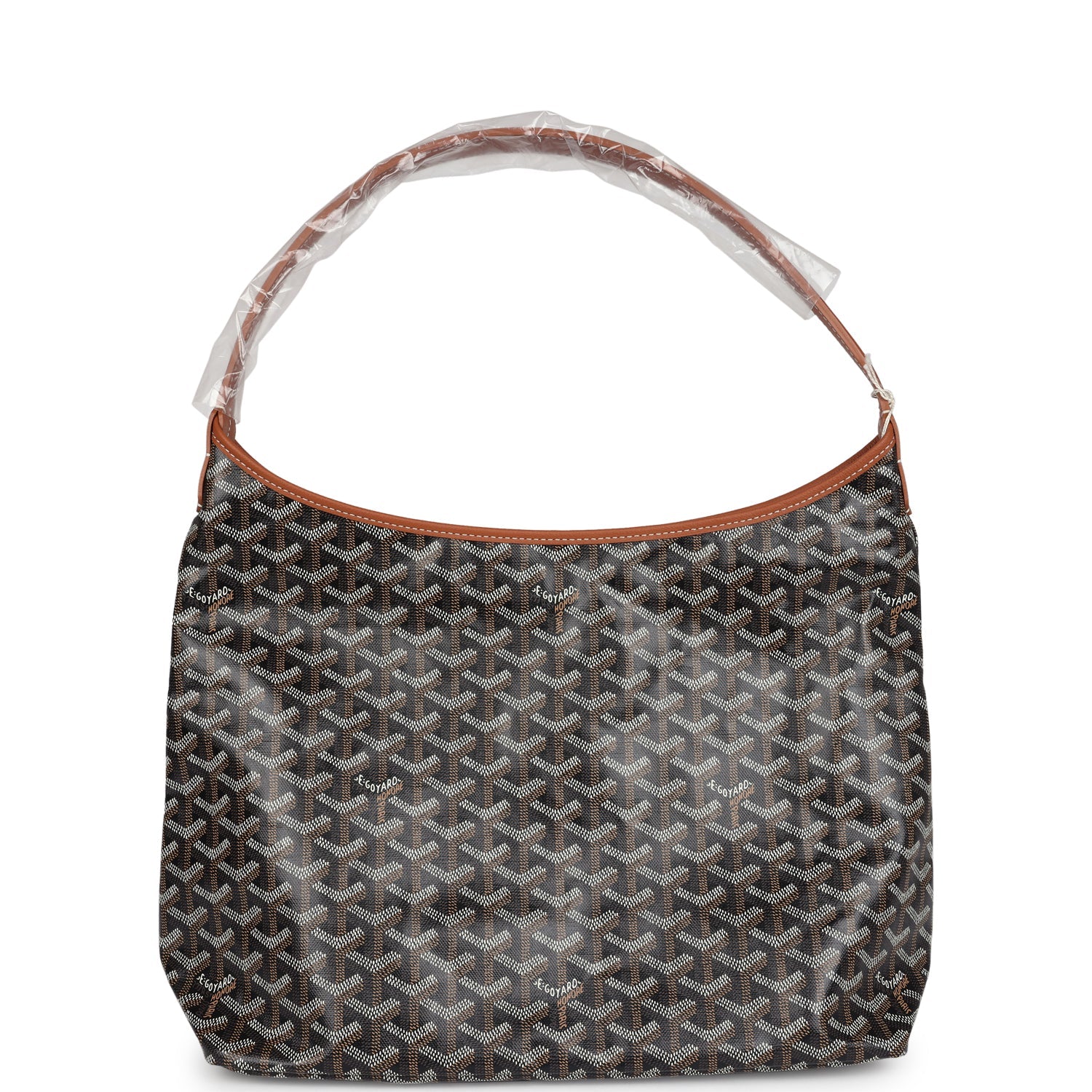 Goyard Goyardine Black and Brown Boheme Hobo Bag Palladium Hardware